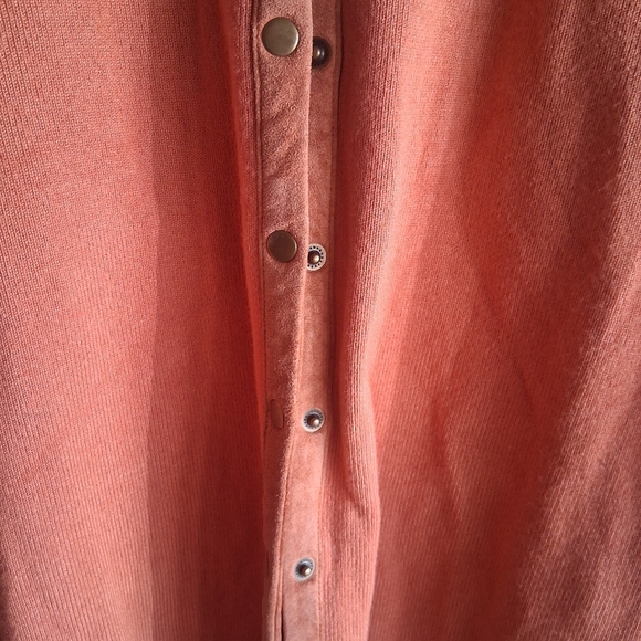 Sigrid Olsen Sport Orange Sweater Cardigan Leather Trim Medium Fall Halloween - Picture 3 of 6
